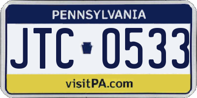 PA license plate JTC0533