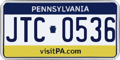 PA license plate JTC0536