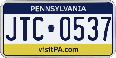 PA license plate JTC0537