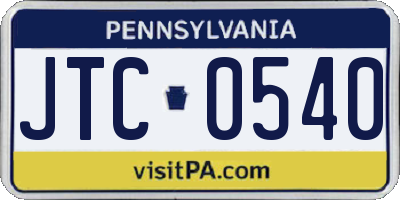 PA license plate JTC0540
