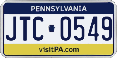 PA license plate JTC0549