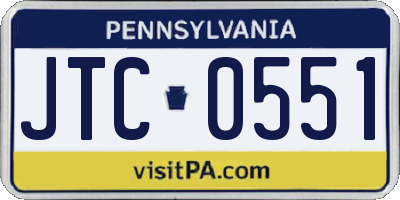 PA license plate JTC0551
