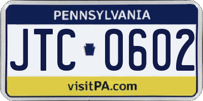 PA license plate JTC0602