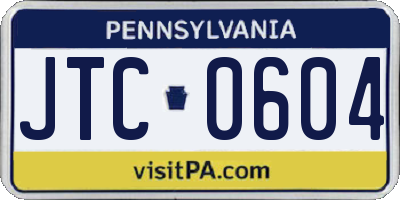 PA license plate JTC0604