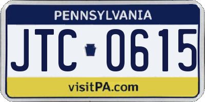 PA license plate JTC0615