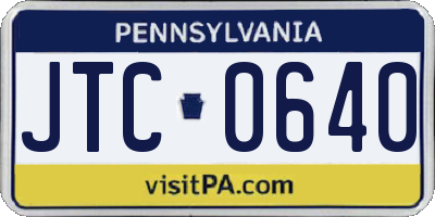 PA license plate JTC0640