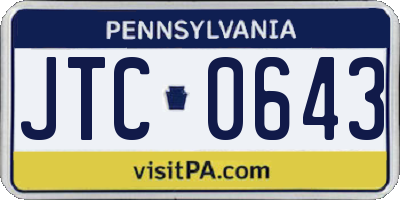 PA license plate JTC0643