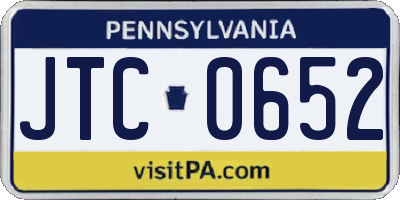 PA license plate JTC0652