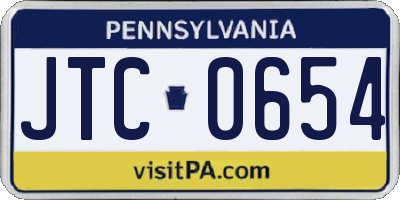PA license plate JTC0654