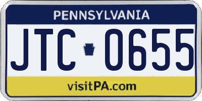 PA license plate JTC0655