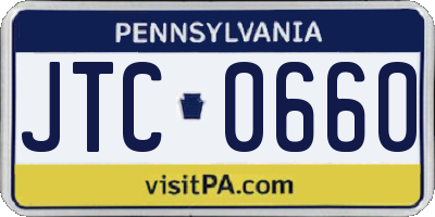 PA license plate JTC0660