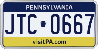 PA license plate JTC0667