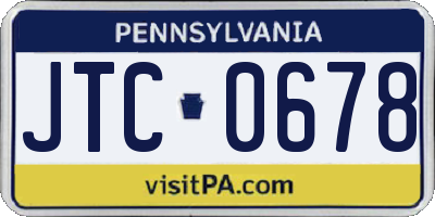 PA license plate JTC0678