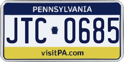 PA license plate JTC0685