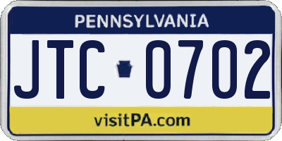 PA license plate JTC0702
