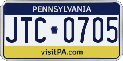 PA license plate JTC0705