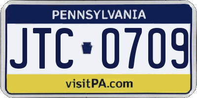 PA license plate JTC0709
