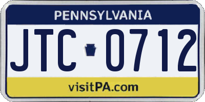 PA license plate JTC0712
