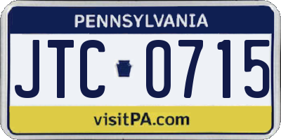 PA license plate JTC0715