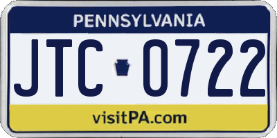 PA license plate JTC0722