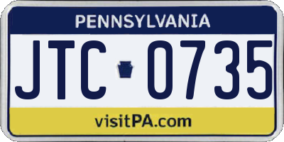 PA license plate JTC0735