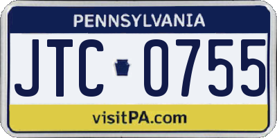 PA license plate JTC0755