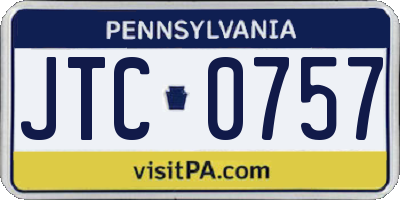 PA license plate JTC0757