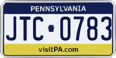 PA license plate JTC0783