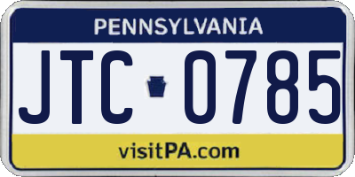 PA license plate JTC0785
