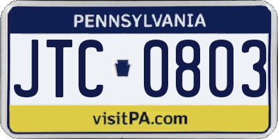 PA license plate JTC0803