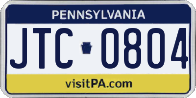 PA license plate JTC0804
