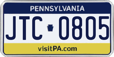 PA license plate JTC0805