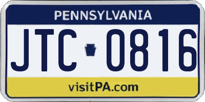 PA license plate JTC0816
