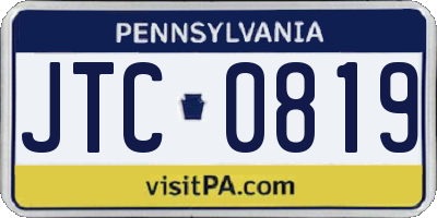 PA license plate JTC0819