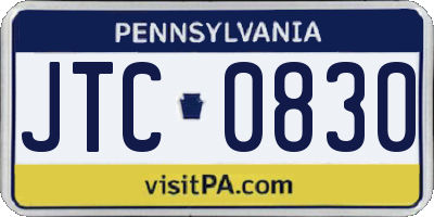 PA license plate JTC0830