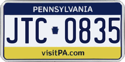 PA license plate JTC0835