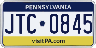PA license plate JTC0845