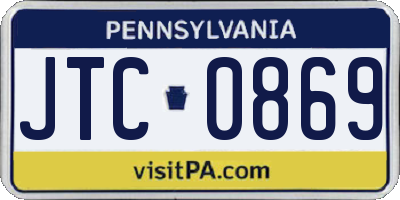 PA license plate JTC0869