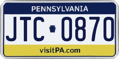 PA license plate JTC0870