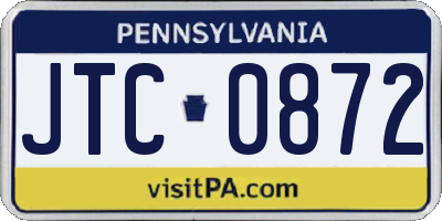 PA license plate JTC0872