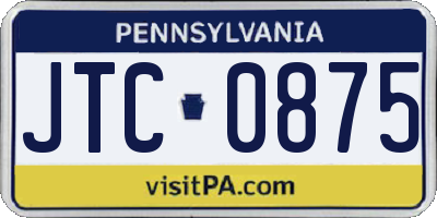 PA license plate JTC0875