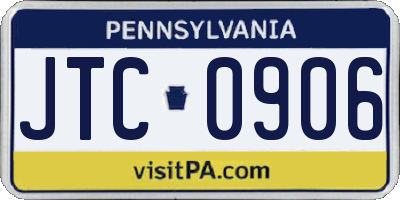 PA license plate JTC0906