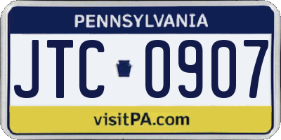 PA license plate JTC0907
