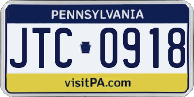 PA license plate JTC0918