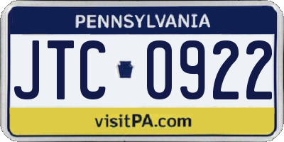 PA license plate JTC0922