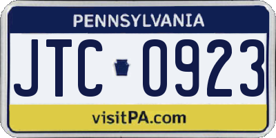 PA license plate JTC0923