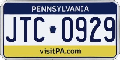 PA license plate JTC0929