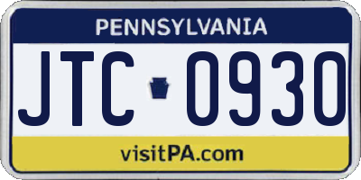 PA license plate JTC0930