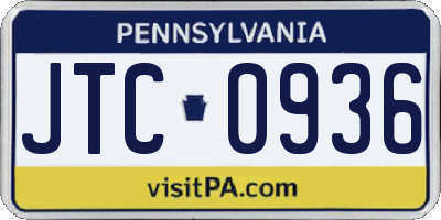 PA license plate JTC0936
