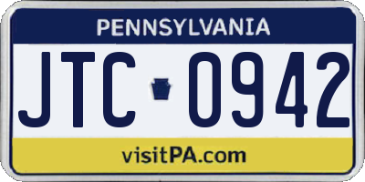 PA license plate JTC0942